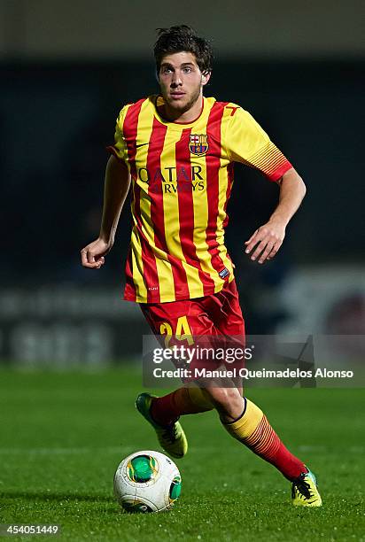 Sergi Roberto of Barcelona runs with the ball during the Copa del Rey, Round of 32 match between FC Cartagena and FC Barcelona at Estadio Cartagonova...