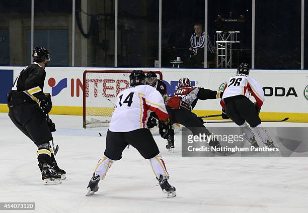 General view of action during the Champions Hockey League group stage game between Nottingham Panthers and Lulea Hockeyat at the National Ice Centre...