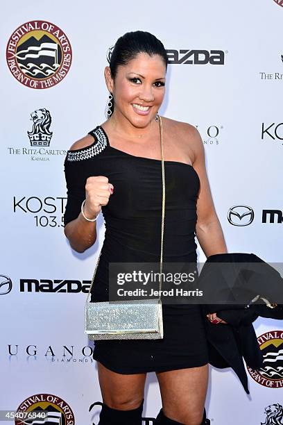 Mia St. John attends the Festival of Arts Celebrity Benefit Concert and Pageant on August 23, 2014 in Laguna Beach, California.