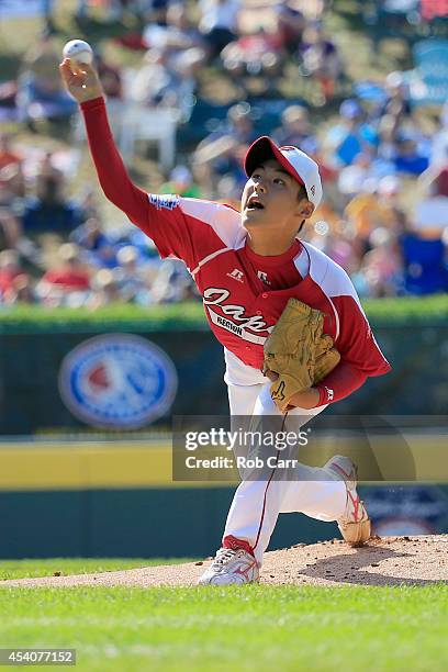 The West Team from Las Vegas, Nevada of Team Japan during the Little League World Series third place game at Lamade Stadium on August 24, 2014 in...