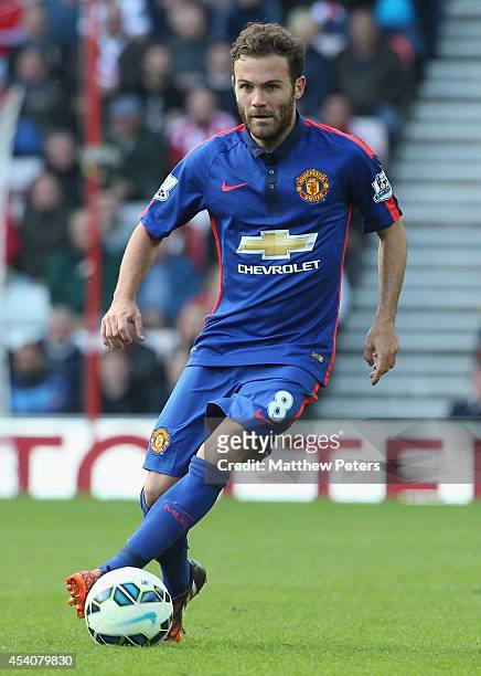 Juan Mata of Manchester United in action during the Barclays Premier League match between Sunderland and Manchester United at Stadium of Light on...