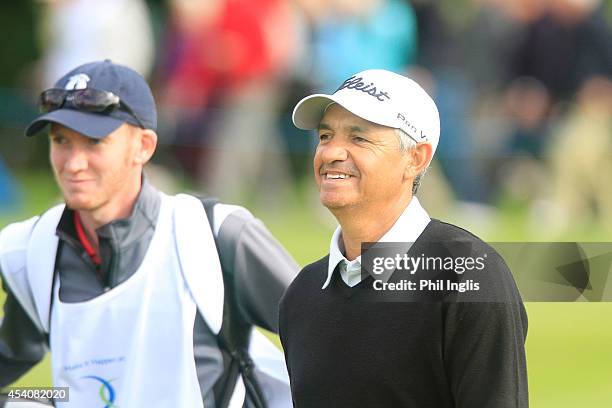 Cesar Monasterio of Argentina in action during the final round of the English Senior Open played at Rockliffe Hall on August 24, 2014 in Durham,...