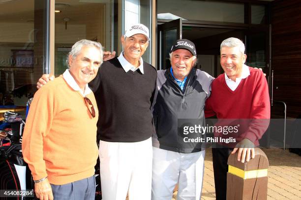 To R Luis Carbonetti of Argentina, Cesar Monasterio of Argentina, Angel Franco of Paraguay and Jorge Berendt of Argentina pose after the final round...