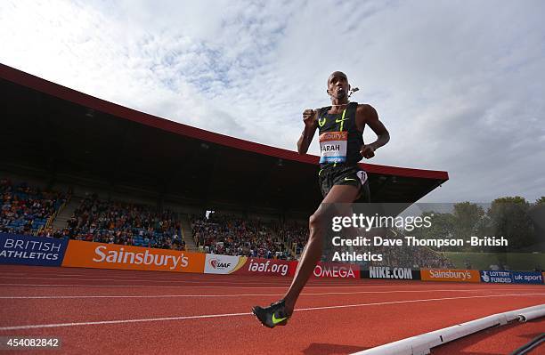 Mo Farah of Great Britain on his way to setting a new British Record in the 2 mile race during the Sainsbury's Birmingham Grand Prix - Diamond League...