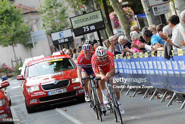 Kragh Andersen of Denmark, Kristoffer Skjerping of Norway during Stage One of the Tour de l'Avenir on August 24, 2014 in Saint Flour, France.