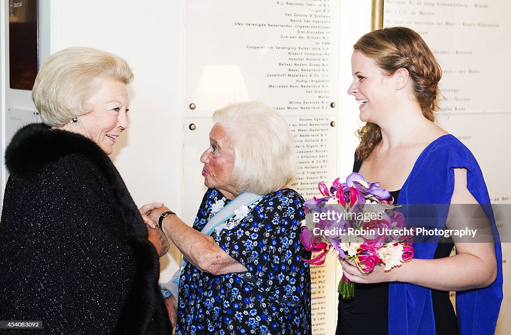 Dutch Princess Beatrix of the Netherlands At The European Union Youth Orchestra