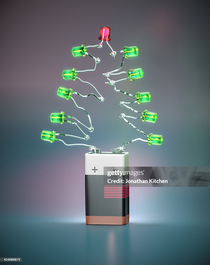 Battery and led Tree