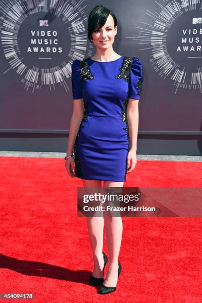 Actress Ashley Rickards attends the 2014 MTV Video Music Awards at The Forum on August 24, 2014 in Inglewood, California.