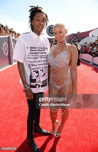 Wiz Khalifa and Amber Rose attend the 2014 MTV Video Music Awards at The Forum on August 24, 2014 in Inglewood, California.