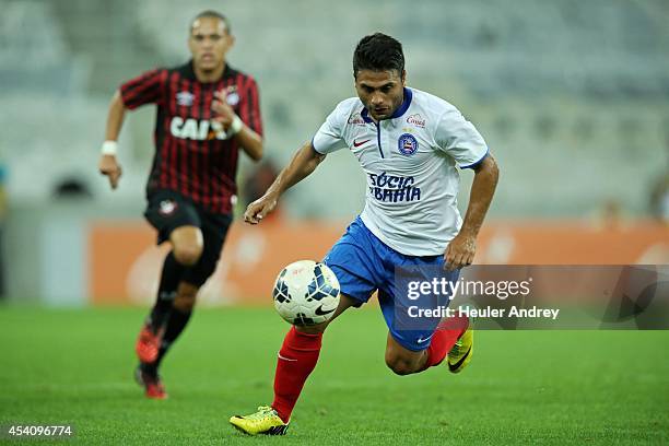 Maxi Biancucchi of Bahia during the match between Atletico-PR and Bahia for the Brazilian Series A 2014 at Arena da Baixada on August 24, 2014 in...