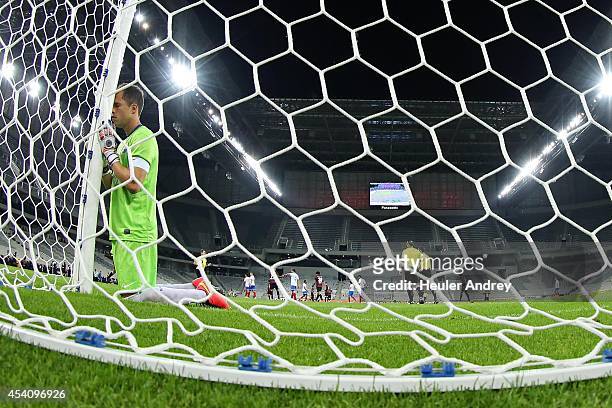 Marcelo Lomba of Bahia after the match between Atletico-PR and Bahia for the Brazilian Series A 2014 at Arena da Baixada on August 24, 2014 in...