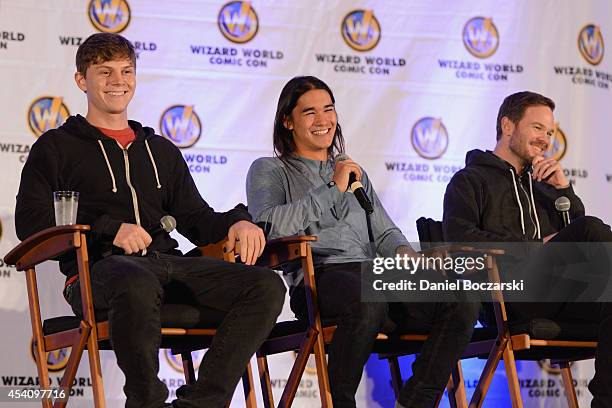 Evan Peters, Booboo Stewart and Shawn Ashmore attend Wizard World Chicago Comic Con 2014 at Donald E. Stephens Convention Center on August 24, 2014...