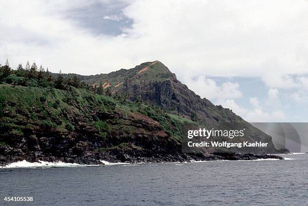 Pitcairn Island,coastline View From Sea.
