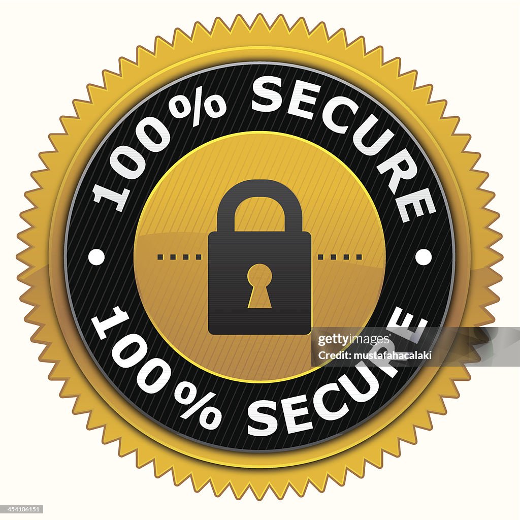 Ouro emblema de compras on-line seguro