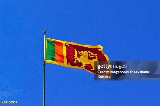 sri lankan flag hoisted at galle face. - sri lanka flag stock-fotos und bilder