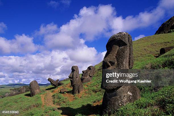 Easter Island, Rano Raraku, Quarry, Moai Statues.
