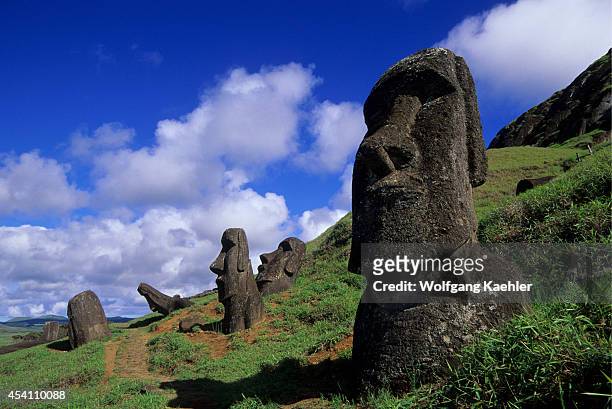 Easter Island, Rano Raraku, Quarry, Moai Statues.
