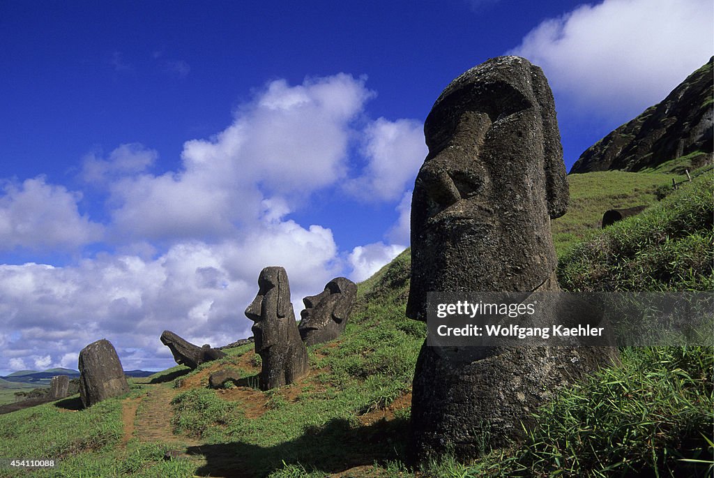 Lake Raraku Easter Island, Rano Raraku, Quarry, Moai Statues. News Photo - Getty Images