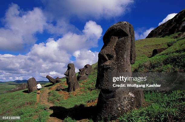 Easter Island, Rano Raraku, Quarry, Moai Statues, Tourist.