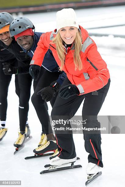 German speedskater Anni Friesinger attends 'Real Cool Runnings' Photocall on December 7, 2013 in Munich, Germany.