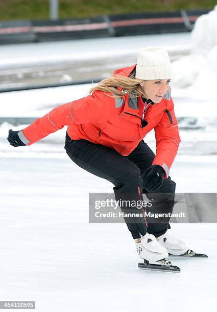 German speedskater Anni Friesinger attends 'Real Cool Runnings' Photocall on December 7, 2013 in Munich, Germany.