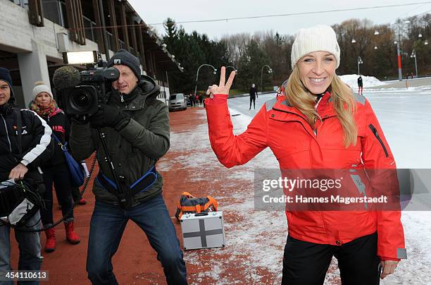 German speedskater Anni Friesinger attends 'Real Cool Runnings' Photocall on December 7, 2013 in Munich, Germany.