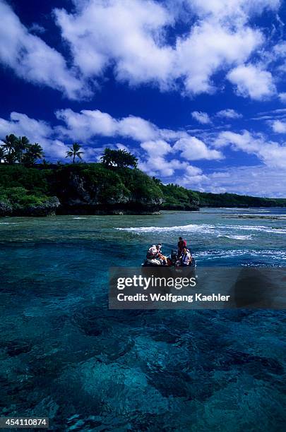 Niue Island,tourists In Zodiac.