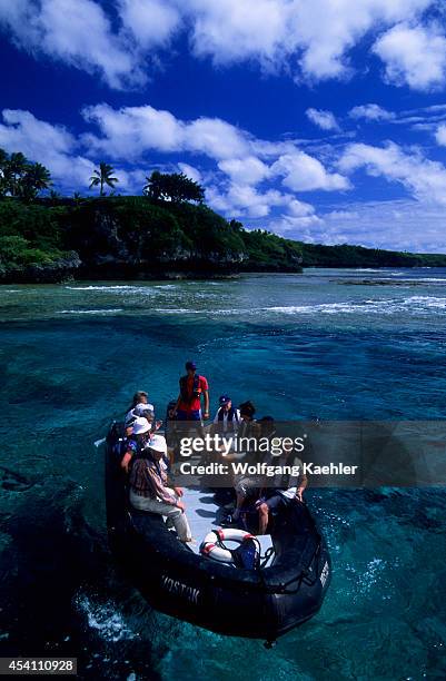 Niue Island,tourists In Zodiac.