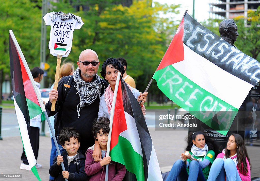 Protest against Israeli army's Gaza offensives in Brussels