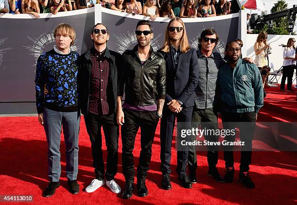 Maroon 5 attend the 2014 MTV Video Music Awards at The Forum on August 24, 2014 in Inglewood, California.