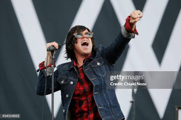 Kellin Quinn of Sleeping With Sirens performs on Day 3 of the Reading Festival at Richfield Avenue on August 24, 2014 in Reading, England.