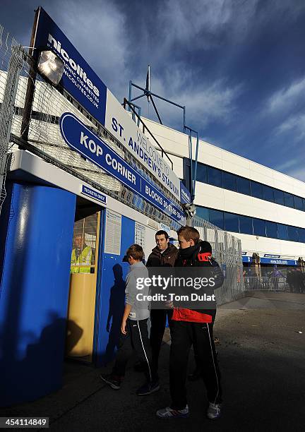 Fans enter the stadium prior to the Sky Bet Championship match between Birmingham City and Middlesbrough at St Andrews Stadium on December 07, 2013...