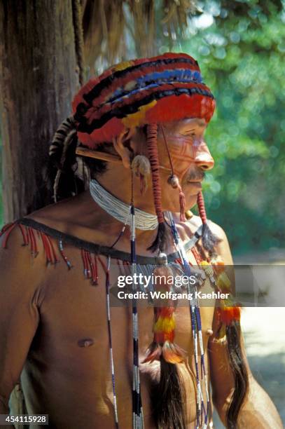 Amazon River, Portrait Of Jivaro Indian Man.