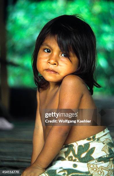 Amazon River, Portrait Of Bora Indian Girl.