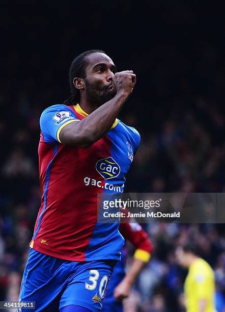 Cameron Jerome of Crystal Palace celebrates scoring during the Barclays Premier League match between Crystal Palace and Cardiff City at Selhurst Park...