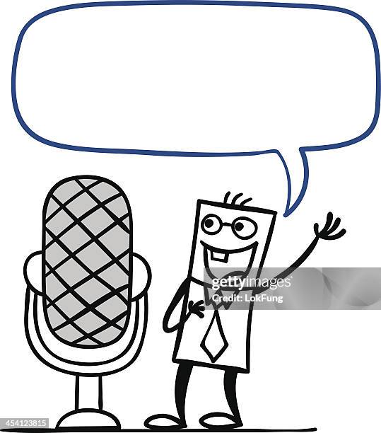 cartoon man is making a public speech - audience laughing stock illustrations