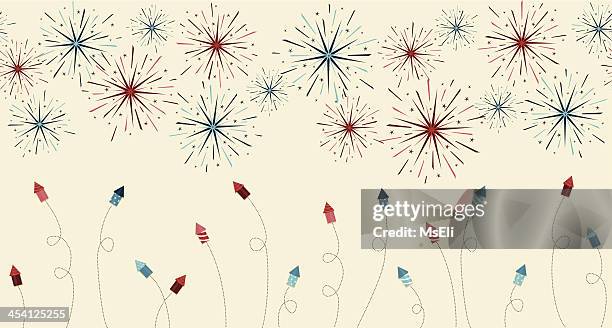 festlichen feuerwerk und rockets grenze - blue fireworks stock-grafiken, -clipart, -cartoons und -symbole