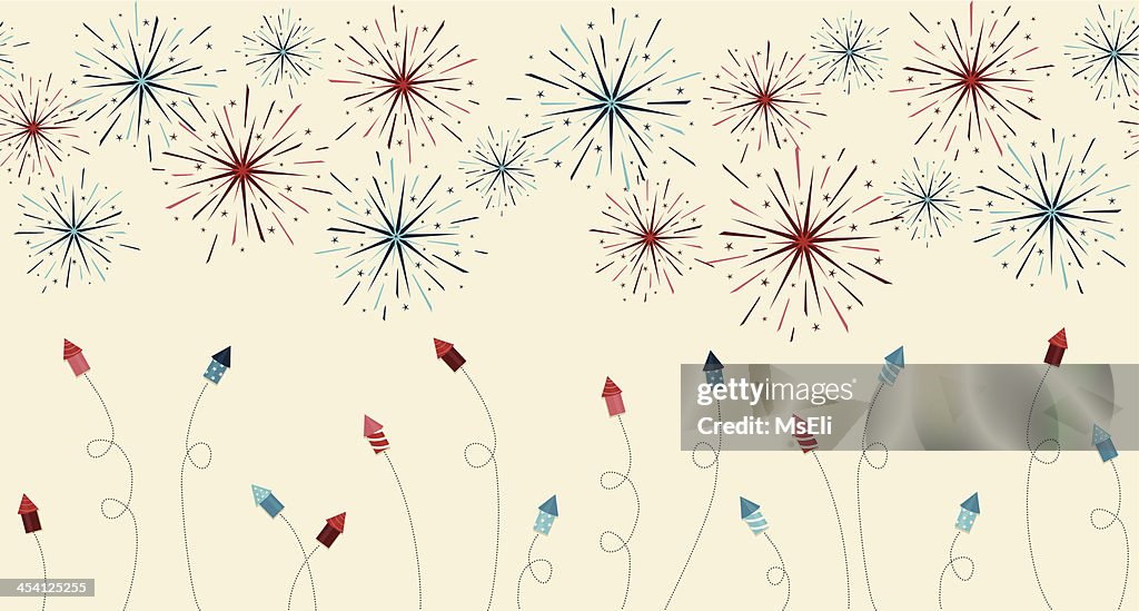 Festive fireworks and rockets border