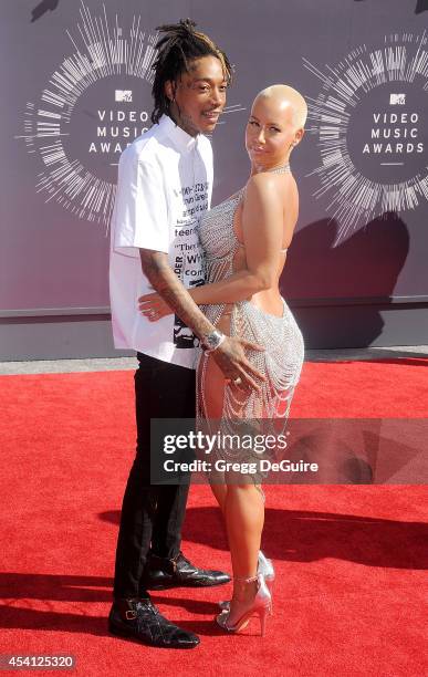 Wiz Khalifa and Amber Rose arrive at the 2014 MTV Video Music Awards at The Forum on August 24, 2014 in Inglewood, California.