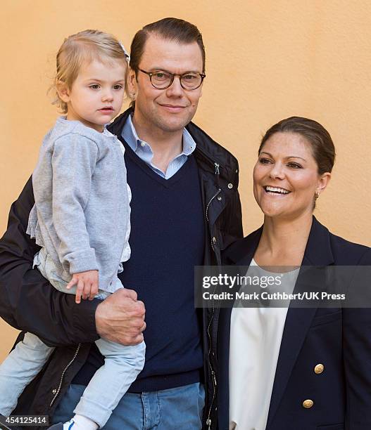 Crown Princess Victoria of Sweden and Prince Daniel, Duke of Vastergotland attend a photocall on Princess Estelle's first day at pre-school on August...