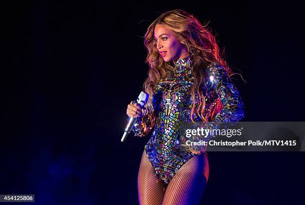 Recording artist Beyonce performs onstage during the 2014 MTV Video Music Awards at The Forum on August 24, 2014 in Inglewood, California.