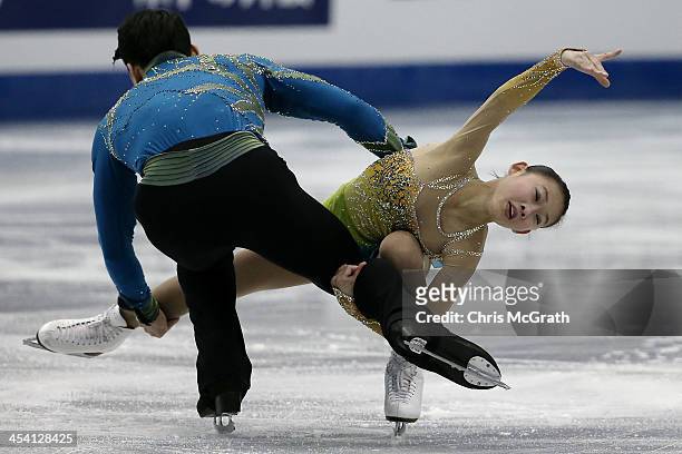 Cheng Peng and Hao Zhang of China compete in the Pairs Free Skating Final during day three of the ISU Grand Prix of Figure Skating Final 2013/2014 at...