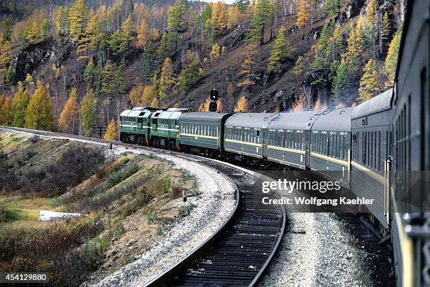 Russia, Siberia, Trans-siberian Special Express, Traveling Through Fall Landscape.