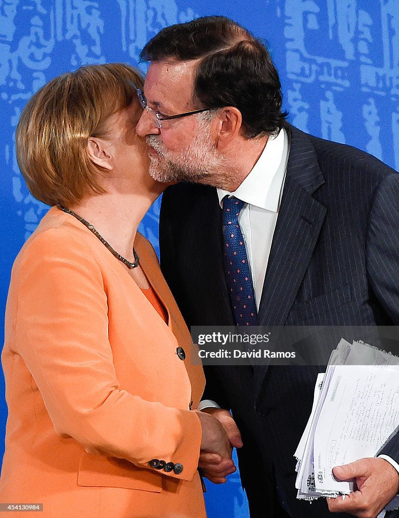 German Chancellor Angela Merkel Meets With Spanish Prime Minister Mariano Rajoy