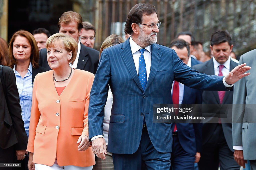 German Chancellor Angela Merkel Meets With Spanish Prime Minister Mariano Rajoy