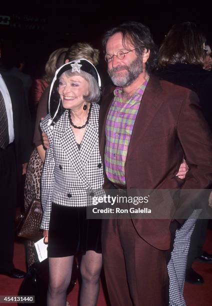 Actor Robin Williams and mother Laura McLaurin attend the "Father's Day" Hollywood Premiere on May 6, 1997 at the Mann's Chinese Theatre in...