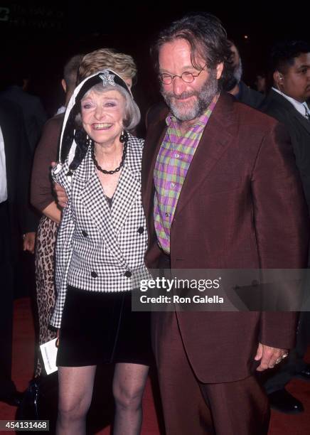 Actor Robin Williams and mother Laura McLaurin attend the "Father's Day" Hollywood Premiere on May 6, 1997 at the Mann's Chinese Theatre in...