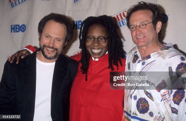 Actor Billy Crystal, actress Whoopi Goldberg and actor Robin Williams attend the HBO Television Special "Comic Relief VIII" to Benefit America's...