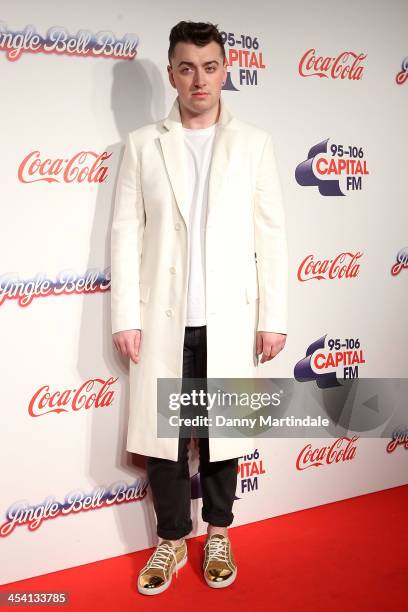 Sam Smith attends on day 1 of the Capital FM Jingle Bell Ball at 02 Arena on December 7, 2013 in London, England.