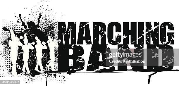 marching band grunge graphic background - marching band stock illustrations